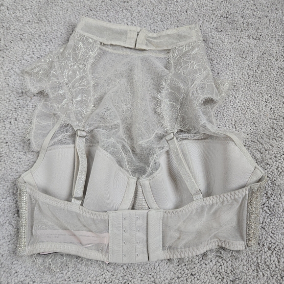 Victoria's Secret Dream Angels 32C High Neck Lace Demi champagne gold Metallic - Picture 2 of 9